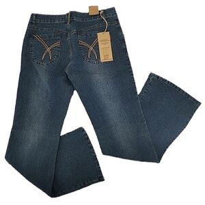 Next New Women's 13/14 Regular Boot Cut Blue Jeans Mid Rise with Embroidery